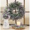 Set of 2 Decorative Lavender Eucalyptus Seed Bush with Variegated Leaves and Green Paper Wrapped Stem for Vase Arrangement and Seasonal Home Styling
